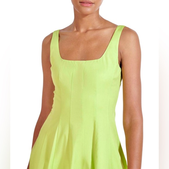 🌺🎉HP🎉🌺 NWT Staud Wells Midi Dress Lime - Picture 3 of 16